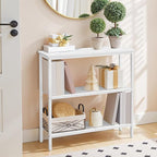 HOOBRO 29.5" Narrow Console Table, 3 Tier Entryway Table with Shelves, Thin Sofa Table, Behind Couch Table, Display Side Table, for Hallway, Entrance, Living Room, White WH73XG01