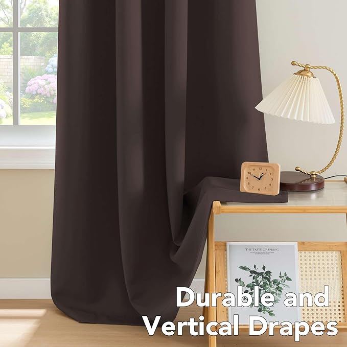 H.VERSAILTEX Brown Blackout Curtains for Bedroom Thermal Insulated Living Room Curtains 102 Inch Long Grommet Privacy Protection Window Curtain Panels/Drapes, 2 Panels, 52" W x 102" L, Chocolate Brown