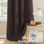 H.VERSAILTEX Brown Blackout Curtains for Bedroom Thermal Insulated Living Room Curtains 102 Inch Long Grommet Privacy Protection Window Curtain Panels/Drapes, 2 Panels, 52" W x 102" L, Chocolate Brown