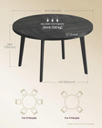 VASAGLE MAEZO Collection - Round Dining Table for 4-6 People, 47.2 Inches Circle Kitchen Table with Tapered Legs, Curved Transitions, for Dining Room, Kitchen, Charcoal Gray UKDT091BA01S