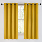NICETOWN Room Darkening Gold Curtains 63 inch Length 2 Panels - Grommet Top Sound Reduction Privacy Faux Silk Satin Thermal Drapes for Bedroom/Living Room, W52 x L63