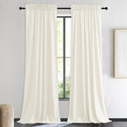 NICETOWN Ivory White Velvet Curtains 90" Length 42" Wide, Luxury and Thick Window Treatments for Bedroom - Thermal Insulated Privacy Protection, 2 PCs