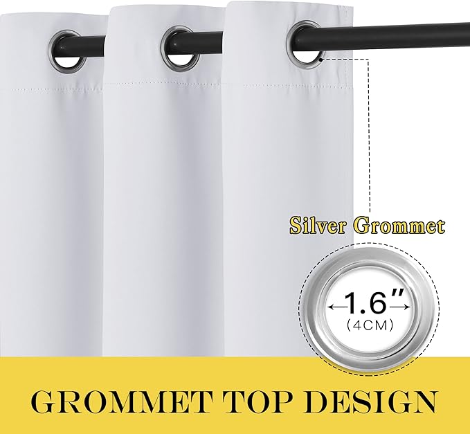 NICETOWN Room Darkening Curtain for Living Room - Window Treatment Thermal Insulated Grommet Room Darkening Panel/Drape for Bedroom (1 Panel, 52 by 45, Greyish White)