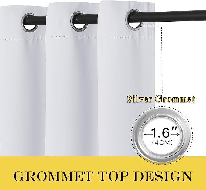 NICETOWN Greyish White Living Room Curtain, Room Darkening Grommet Thermal Insulated Window Treatment Sound Reducing for Bedroom, 1 Panel, W52 x L102