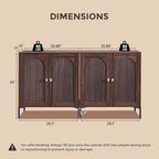 Modern Buffet Cabinet with Storage, 123.5" W Fluted Arched Sideboard Cabinet w/Adjustable Shelves, Wooden Modular Coffee Bar for Dining Room, Kitchen, Living Room, Entryway, Brown