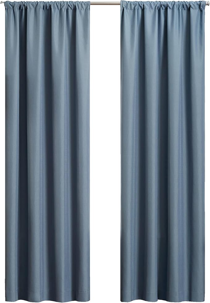ECLIPSE Kendall Modern Blackout Thermal Rod Pocket Window Curtain for Bedroom or Living Room (1 Panel), 42" x 63", Slate
