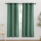 NICETOWN Olive Green Thick Linen Curtains 72" Length, Grommet Privacy Window Treatments Linen Weave with Light Penetration Vertical Drapes for Farmhouse/Home Office, W42 x L72, 2 Panels