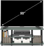 Furinno Turn-N-Tube TV Stand, 3-Tier Open Frame Rectangular Entertainment Center with Storage Shelf, TV Console for TV up to 50 Inch, Toolless Assembly, for Living Room, Bedroom, Sage Green