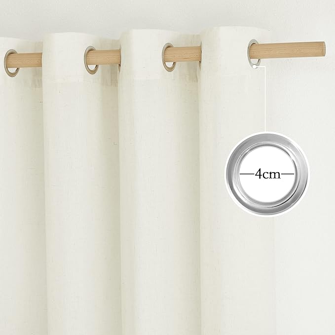 NICETOWN Thick Linen Bedroom Curtains 63 inch Length 2 Panels, Grommet Privacy Added Linen Weave Window Treatments with Light Filtering Drapes for Kids Room, Off White, W42 x L63
