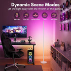 luckystyle Smart RGB Corner Floor Lamp,Bright LED Tall Modern Floor Lamp with APP and Remote,Ambient Lighting Color Changing Standing Lamps with Music Mode and Timing for Living Room,Bedroom White