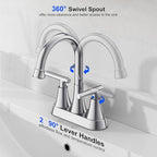 Bathroom Faucets for Sink 3 Hole, Hurran 4 inch Chrome Bathroom Sink Faucet with Pop-up Drain and Supply Hoses, Stainless Steel Lead-Free 2-Handle Centerset Utility Faucet for Sink Vanity RV