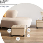 Storage Ottoman Cube with Small Bin, 16-in Square Ottoman with Storage for Living Room and Bedroom, Small Ottomans Foot Rest, Velvet Foot Stools Ottomans Max 330lbs, Taupe