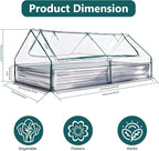 DUMOS Raised Garden Bed with Cover, 8x4x1ft Planter Box Outdoor for Deep-Rooted Herbs/Flowers/Vegetables, Extra Large Metal Garden Bed Mini Greenhouse for Patio, Balcony and Backyard, Silver