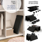 Storage Ottoman Bench with Bins, 30-in Storage Bench for Bedroom End of Bed, Folding Foot Rest Ottoman for Living Room Max 660lbs, Velvet Ottomans, Black