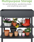 Metal Raised Garden Bed with Trellis, Elevated Planter Box with Legs for Outdoor Patio, Iron Standing Garden Box for Vegetables, Herbs, Flowers, Climbing Plants