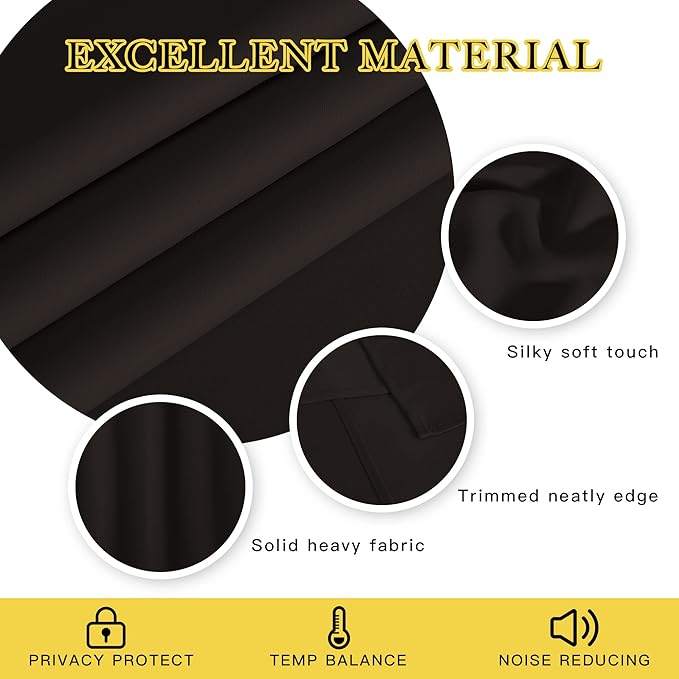 NICETOWN Toffee Brown Blackout Curtains for Bedroom/Living Room 132 Inch Length - Thermal Insulated Room Darkening Grommet Top Window Curtains (100 by 132 - Inch, 1 Panel)
