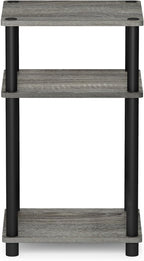 Furinno JUST Side Table, 3-Tier End Table, Open Shelves Night Stand, Bedside Table, Toolless Assembly, for Living Room, Bedroom, Bathroom, French Oak
