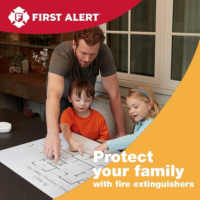 First Alert Fire Extinguisher for Home, Standard Rechargeable Compliance Unit, UL RATED 1-A:10-B:C, HOME1, Red, 1-Pack