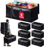 Heavy-Duty & Extra Capacity Moving Bags with Backpack Straps, Storage Totes with Double Zipper & Strong Handles, Packing Bags Alternative to Moving Boxes, Moving Supplies (6 Pack, Black)