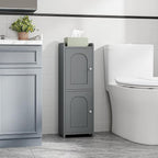 Bathroom Storage Cabinet, Small Corner Floor Cabinet with 2 Doors and Adjustable Shelf, Narrow Toilet Paper Cabinets, Bathroom Organizer for Small Spaces, 7.9" D x 9.8" W x 29.5" H Gray