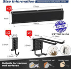 Storaboks Heavy Duty Garage Storage Rack System, Wall Mounted Tool Organizer with 8 Double Hooks, 3 Rails, Garden Yard Tools Hanger for Ski Gears, Broom, Rake, Shovel