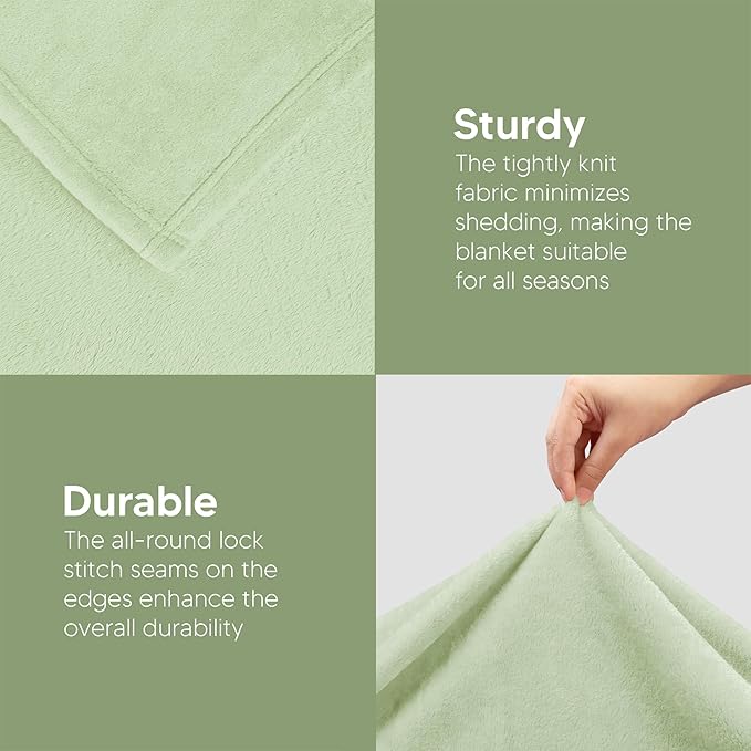 Utopia Bedding Fleece Blanket Throw Size Sage Green 300GSM Luxury Anti-Static Fuzzy Soft Microfiber Blanket for Couch, Sofa and Bed (50x60 Inch)