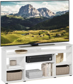 Furinno BESI TV Stand, No Tools Assembly Industrial Style Entertainment Center, TV Console for TV up to 46 Inch, for Living Room, Bedroom, White