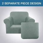 H.VERSAILTEX 2-Piece Armchair Slipcovers with Arms Sofa Slipcover Fit Chair Width Up to 47 Inch, Anti-Slip Rich Stretch Knitted Jacquard Fabric Small Checks(Chair, Sage)