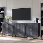 Modern Buffet Cabinet with Storage, 92.63" W Fluted Arched Sideboard Cabinet w/Adjustable Shelves, Wooden Modular Coffee Bar for Dining Room, Kitchen, Living Room, Entryway, Dark Grey