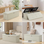 DocSafe Storage Ottoman Bench,Fireproof＆Waterproof Folding Bench with Lock(15”x 43”x15”),Leather Storage Chest with Handles＆2 Extra Boxes,Ottoman Safe for Bedroom,Living Room,Home Office,Beige