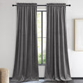 NICETOWN Living Room Grey Velvet Curtains, Sound and Sunlight Reducing Heavy Matt Rod Pocket Drapes/Panels for High Celling Wall (2 Panel Per Pack, 90 inches Long)