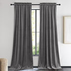 NICETOWN Living Room Grey Velvet Curtains, Sound and Sunlight Reducing Heavy Matt Rod Pocket Drapes/Panels for High Celling Wall (2 Panel Per Pack, 90 inches Long)