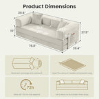 78.8" Convertible Sofa Bed,Corduroy Futon Couch with Storage Pocket,Folding Pull Out Futon Sofa,No Assembly Boneless Couch for Living Room, White | futon sofa bed, sofa, couch, loveseat, convertible sofa, boneless couch