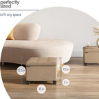Storage Ottoman Cube with Small Bin, 16-in Square Ottoman with Storage for Living Room and Bedroom, Small Ottomans Foot Rest, Fabric Foot Stools Ottomans Max 330lbs, Taupe