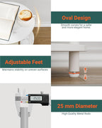 Small Round Side Table - 3-Tier Oval Accent Table for Small Spaces, Rustic Wood and Metal Nightstand for Living Room or Bedroom, with Built-in USB Ports and Power Outlet, Marble White