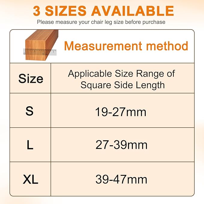 24 Pcs Chair Leg Floor Protectors for Hardwood Floors Square Silicone Covers to Protect Wood Tile Floors Felt Pads Furniture Leg Caps Anti-Scratch Reduce Noise (Fit:1-5/8" to 1-3/4")