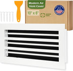 Modern Air Vent Cover 10x6 (Duct Opening) - Decorative White Aluminum Linear Slot Diffuser for Wall, Ceiling, Floor Register - Quiet Operation HVAC Grille for Home with Adjustable Airflow