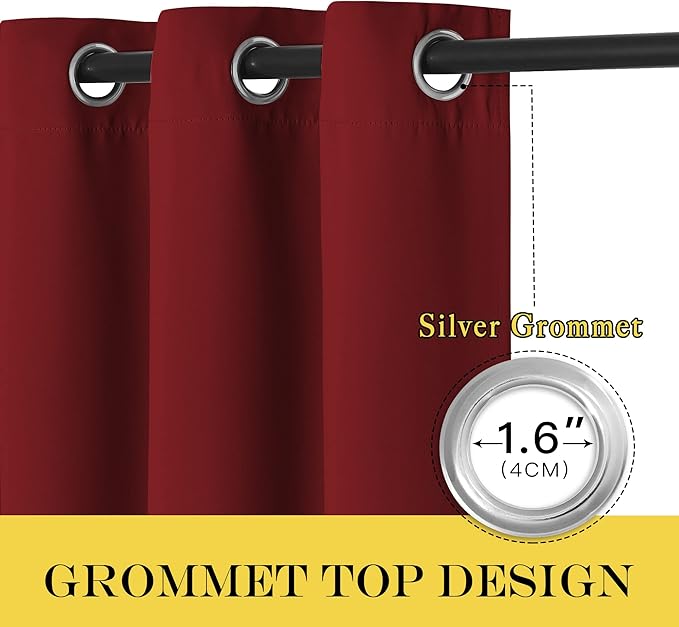 NICETOWN Door Curtain for Closet Doors 80 Inches Long 1 Panel, Blackout Doorway Curtain for Open Closet Bedroom, Room Divider Living Room for Privacy (Burgundy Red, 1 Panel, 46W x 80L)