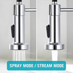 DJS Kitchen Faucets with Pull Down Sprayer Chrome High Arc Single Handle 1 or 3 Holes Spring Kitchen Sink Faucet with Deck Plate for Farmhouse RV Vessel Basin