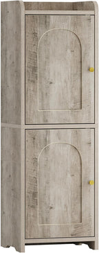 Bathroom Storage Cabinet, Small Corner Floor Cabinet with 2 Doors and Adjustable Shelf, Narrow Toilet Paper Cabinets, Bathroom Organizer for Small Spaces, 7.9" D x 9.8" W x 29.5" H Greige