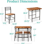 Best Choice Products 3-Piece Modern Dining Set, Space Saving Dinette for Kitchen, Dining Room, Small Space w/Steel Frame, Built-in Storage Rack - Medium Brown/Black