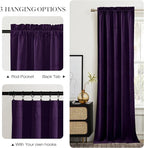 NICETOWN Purple Velvet Curtains 90 inches Long 2 Panels Set (52-inch Wide), Thermal Insulated Sound Reducing Blackout Drapes for Film, Elegant Home Decor for Large Door Windows