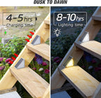 NIORSUN Solar Step Lights 16 Pack - Outdoor Stair Lights with 3000K Warm White & 6000K Cool Daylight, IP67 Waterproof, Auto On/Off, Super Bright for Deck, Patio, Steps