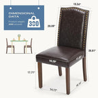 DUMOS Dining Chairs Set of 6, Moden PU Leather Kitchen Table Chairs with Wooden Legs and Padded Seat for Dining Room/Kitchen/Living Room/Restaurant, Brown
