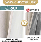 H.VERSAILTEX Primitive Linen Curtains 100% Blackout Curtain Drapes Burlap Curtains with White Thermal Insulated Liner, Grommet Top Drapes Living Room/Bedroom (2 Panels, 42 x 45 Inch, Natural)
