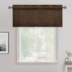NICETOWN Brown Velvet Valance Curtains for Windows 18 inch Length, Kitchen Window Treatment Room Darkening, W52 x L18, 1 Panel