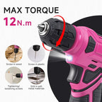 Tool Set - Tool Kit with 8V Cordless Drill, 132 Piece Tool Box with Drill, Home Tool Kits for Women & Men, Hand Drill Set Perfect for Homeowner, Diyer, Handyman - Pink