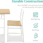 Best Choice Products 3-Piece Modern Dining Set, Space Saving Dinette for Kitchen, Dining Room, Small Space w/Steel Frame, Built-in Storage Rack - Natural/White
