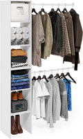 Furinno FANO Closet Organizers and Storage, 5-Tier Closet Storage Organizer with 2 Hanging Bars, Wardrobe Closet Shelf Towers, Adjustable Shelves, for Wardrobe, Bedroom, Living Room, White