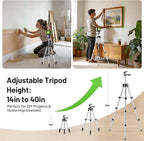 Huepar Laser Level with Tripod,100Ft Self Leveling Green Cross Line Laser for Picture Hanging, Tile, Decoration & DIY Construction – AA Battery&Picture Hanging Strips, Indoor Use